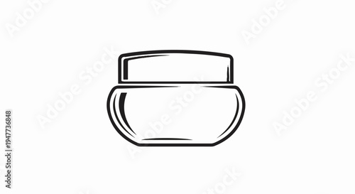 Simple black outline icon of a round cosmetic cream jar with a lid
