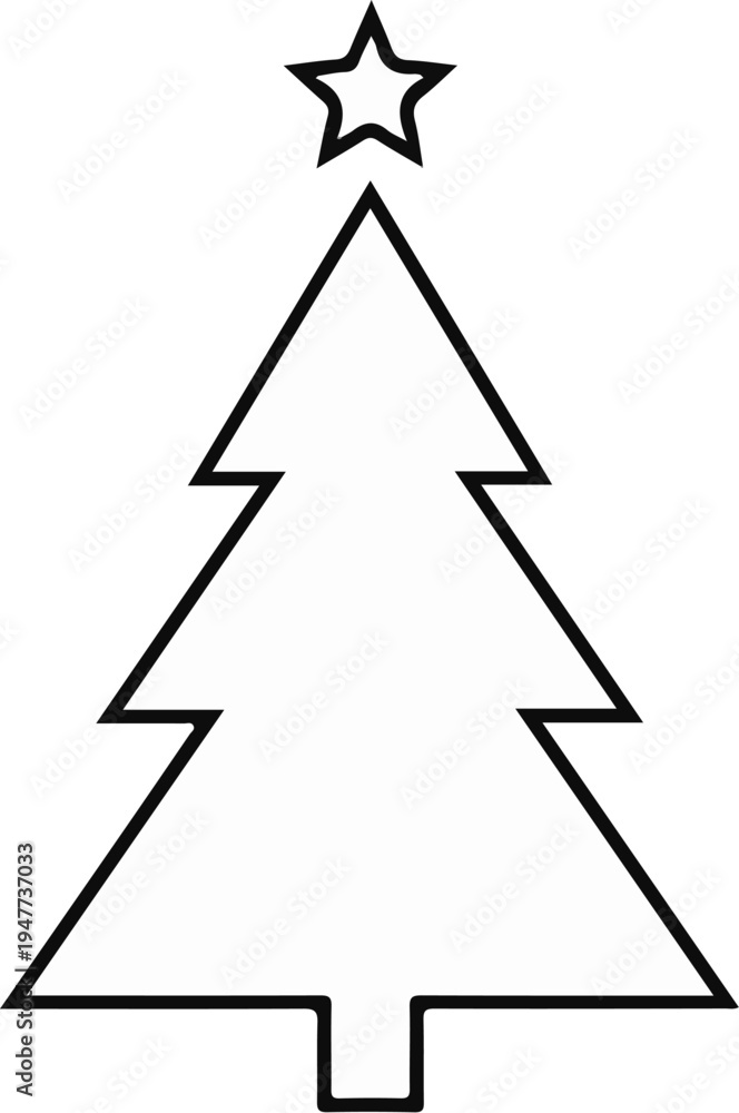 Obraz premium Simple outline of a Christmas tree with a star on top