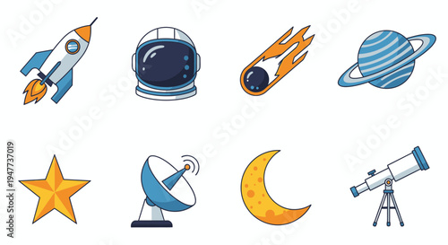 Space icons with astronomy symbols 5.