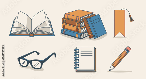 Stationery and reading glasses 1.