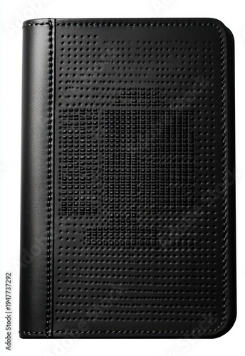 Wallpaper Mural black perforated leather folio case with pixelated computer monitor design and stitched edges conveying sleek professional style Torontodigital.ca