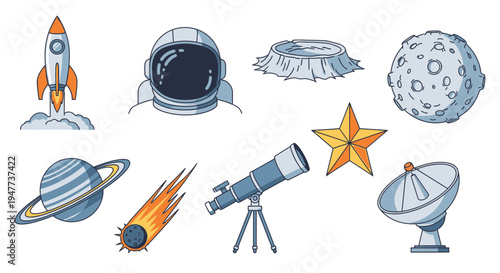 Space objects and astronomy equipment 30.