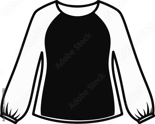 Simple graphic of a two-tone long-sleeved shirt with a round neckline