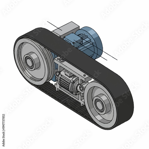 Detailed 3D illustration of a conveyor belt system.