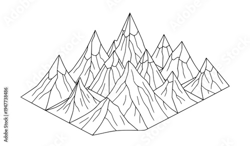 Isometric mountain vector set peaks of different heights and slopes for maps and nature graphics