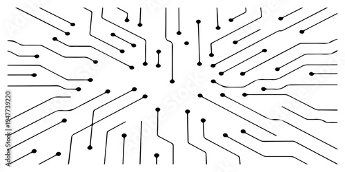 Abstract technological circuit board pattern, digital network and connection concept, computer data flow illustration