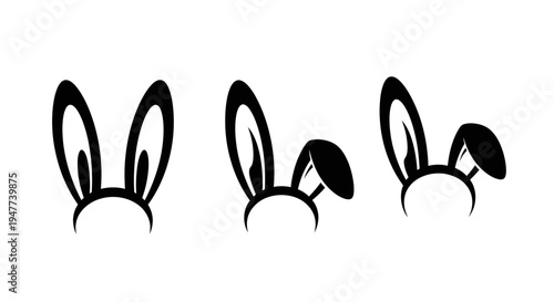 Three distinct black bunny ear headbands for festive occasions.