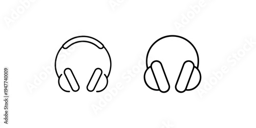 Headphones icon outline, audio listening device, music headset symbol, sound equipment graphic