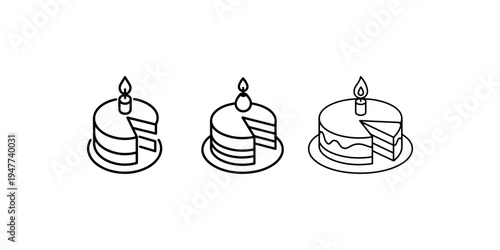 Birthday cake with lit candle, celebration dessert slice, party food anniversary, festive confectionery occasion