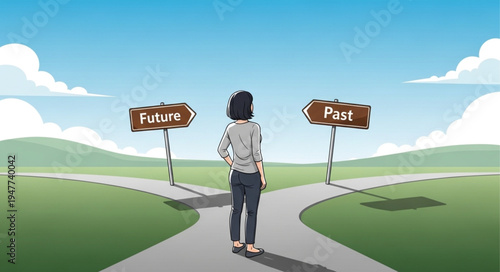 Person Standing at Crossroads Decision.