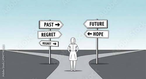 Person standing at crossroads decision.