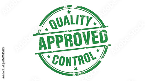 Green rubber stamp with approved control text and stars 1