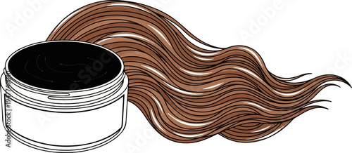 Styling hair with dark pomade, brown wavy strands