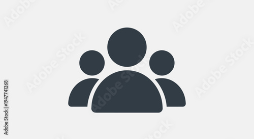 Minimalist Icon of Three People Silhouettes Representing Teamwork and Community Group