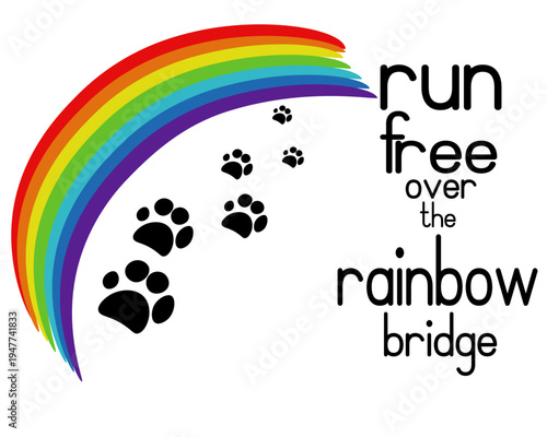 Sympathy Pet Loss Card Rainbow Road and Paw Prints, Kind About a Beloved Animal