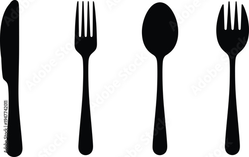 Silhouette of table setting with cutlery