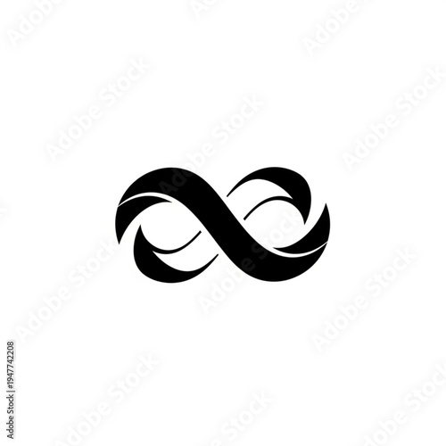 Stylized black infinity symbol on a white background, representing eternity and endlessness.