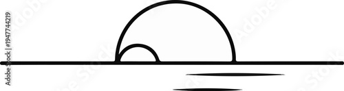 Stylized arch and semicircle over a horizontal line with ripples