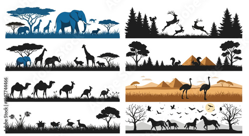Diverse Wildlife and Landscapes Collection: African Savanna, Forest, Desert, and Grasslands