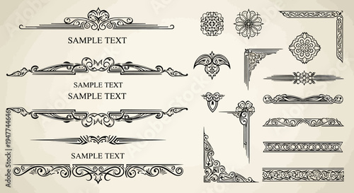 Elegant Vintage Ornamental Borders and Corners for Design and Decor