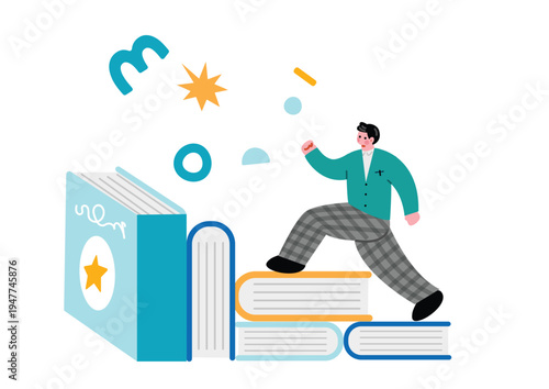 目標に向かって走る男子高校生のイラスト