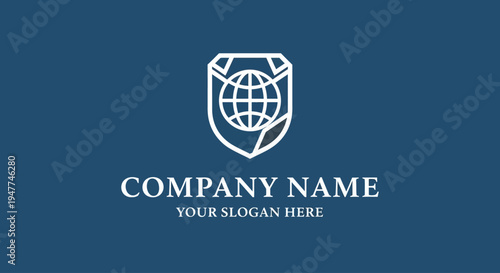 Company logo template with globe emblem.