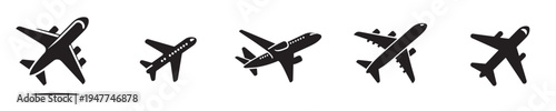 Airplanes in various flight positions vector.