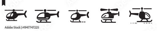 Collection of helicopter silhouette icons.