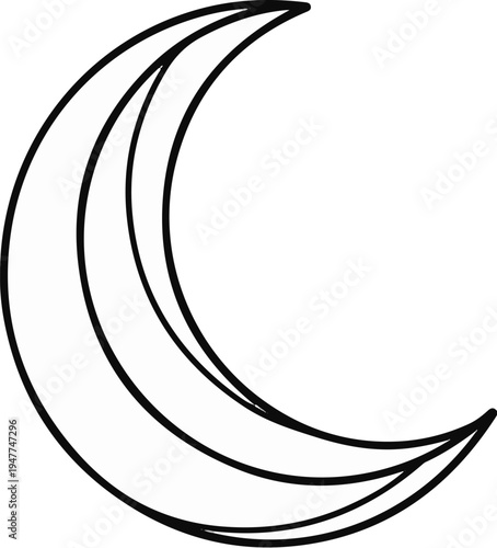 Stylized crescent moon shape with multiple curved lines inside