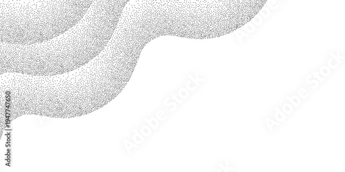 Vector Wavy stipple dot texture background, black grain gradient with flowing lines, abstract grunge wallpaper. graphic illustration art