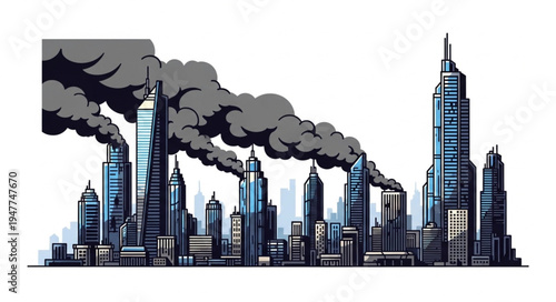 Pollution from city skyscrapers.