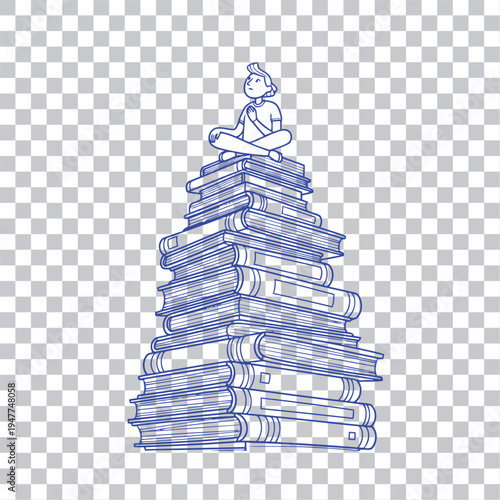 Minimalist 3D paper Christmas tree vector illustration with a star and ribbon on a blue background for a winter holiday season greeting card