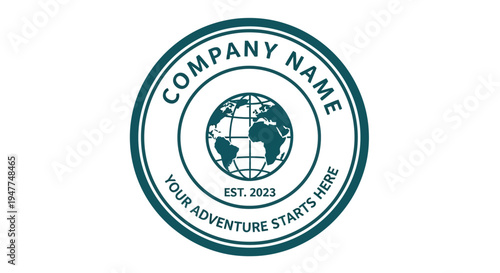Teal globe logo with company name.
