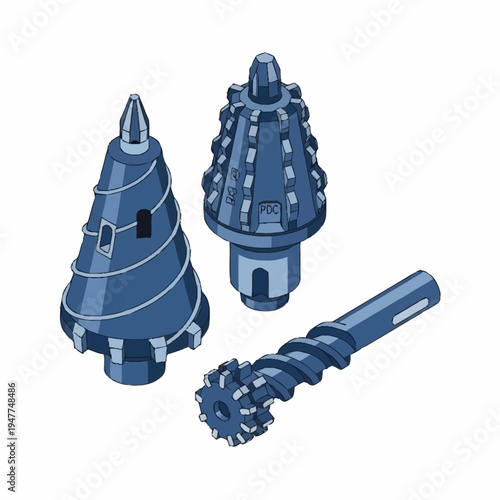Illustration of various drill bits, including step drill and hole saw.