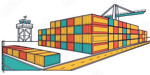 A large cargo ship with colorful shipping containers Vector