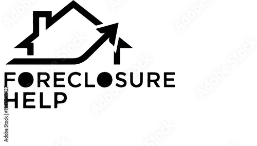 Stylized house outline with upward trending arrow and "FORECLOSURE HELP" text