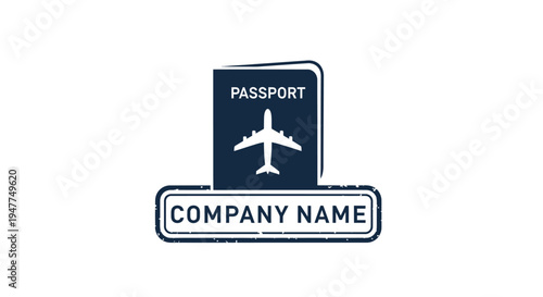 Travel company logo with airplane passport.