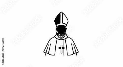 Stylized icon of a religious leader in ceremonial attire, face obscured