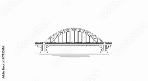 Stylized black and white illustration of an arched bridge spanning a white expanse