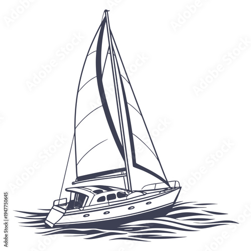 A sailboat on the water with its sails up Vector