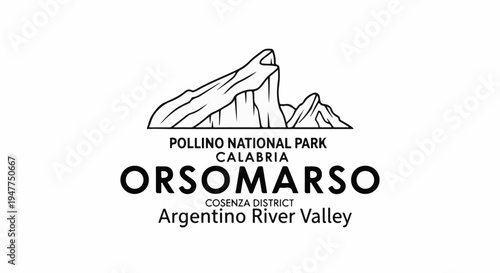 Stylized mountain range above text naming a national park, region, and river valley