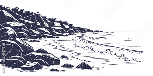 A dark blue mountain range with a pixelated effect Vector