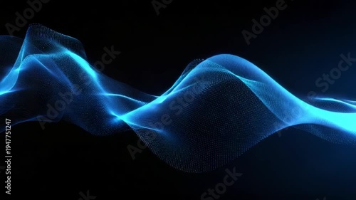 Abstract Blue Wave Animation on Black Background for Technology Design