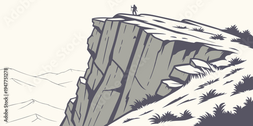 A person standing on the edge of a cliff Vector