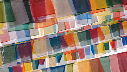 Colorful Tibetan Prayer Flags Waving