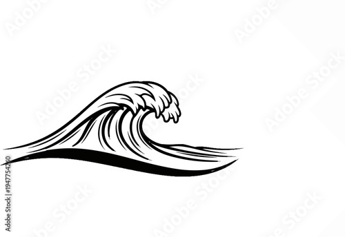 Stylized black ink wave illustration on a white background