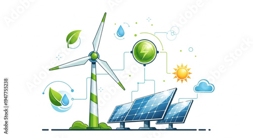 Renewable Energy Solar Panel Wind.