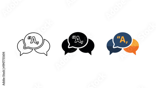 Hand holding speech bubbles with letters vector illustration, communication concept flat design scalable graphic