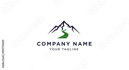 Company logo with mountain and green symbol.