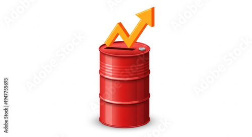 Red Barrel with Rising Arrow.